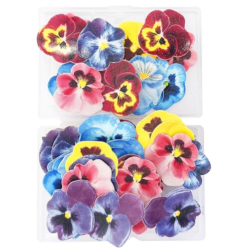 60 Flores De Papel Para Pasteles, Flores De Pensamientos Decoradas, Decoración Floral Para Pasteles, Mini Flores De Papel 3D, Decoración De Pasteles Para Fiestas.
