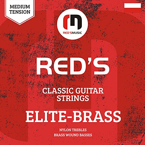 Reds Music Strings for Classical Guitar Elite-Brass, Gold-Clear, Medium