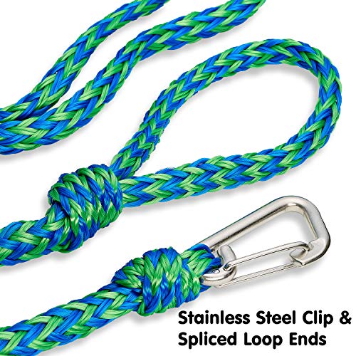 Premium PWC Dock Lines | 2-Pack Heavy Duty Braided Ropes, 3/4’’ x 7ft & 14ft Lengths, with 316 Stainless Steel Clip by Skog Å Kust - image 2