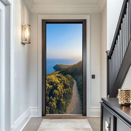Door Sticker Decal Irish Landscape Howth Cliff Walk 30"x79