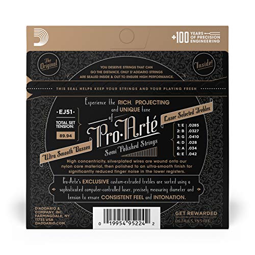 D’Addario Pro-Arte EJ51 Cordes pour guitare classique basse polie Dur - Les Beatles, Paul McCartney, John Lennon, RIngo Starr, George Harrison D'Addario Pro-Arte EJ51 Cordes pour guitare classique basse polie Dur – Image 4