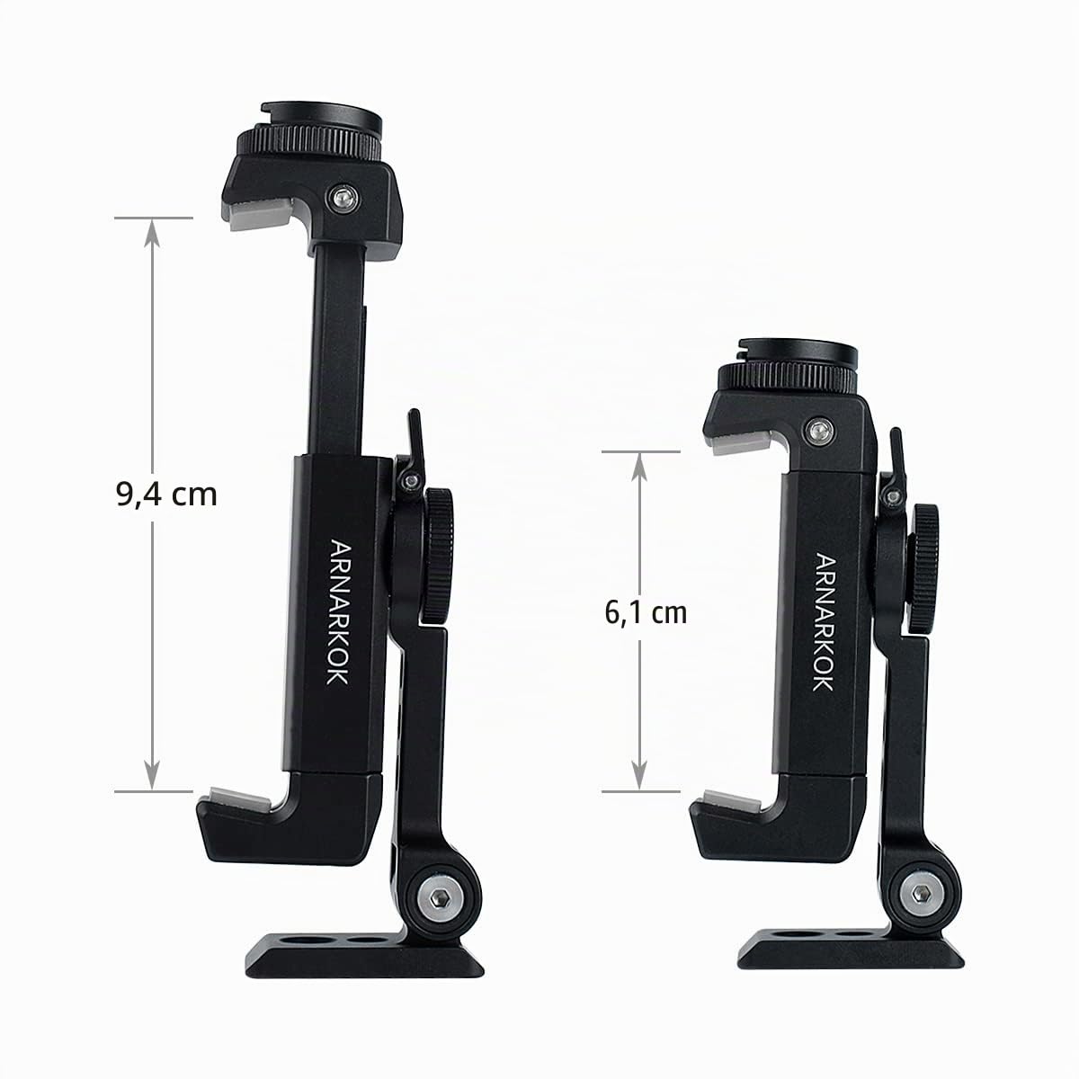 Metall-Stativhalterung + drehbarer Blitzschuh, um 360 Grad dreh- und neigbarer Winkel, kompatibel mit iPhone Smartphone-Halterung,Desktop-Stativ für Handy,Video-Live-Streaming,Vlogging Rig