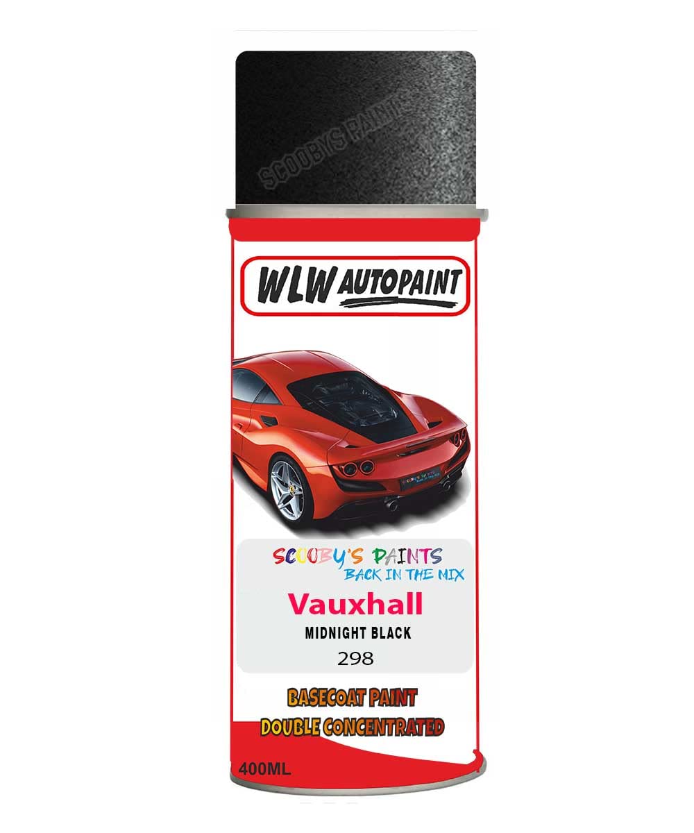 Basecoat Aerosol Spray Paint For Vauxhall Vivaro Midnight Black 1998-2016 Code 298