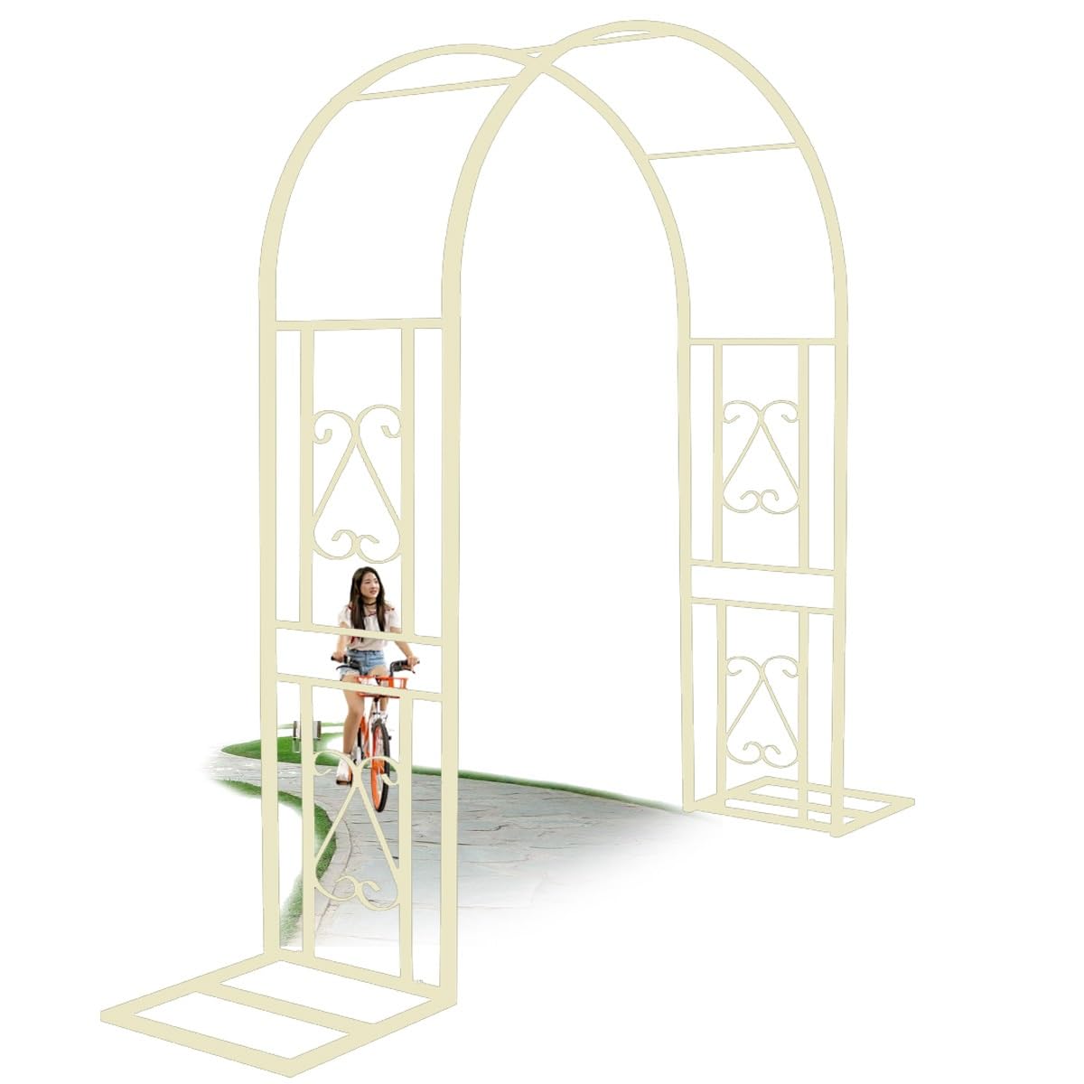 Arche de jardin en métal blanc pour décoration de mariage