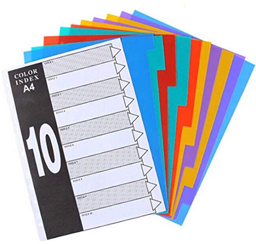 Fyess 4Pack A4 11-Ring Binder Dividers with 10-Color Tab,Binder Index Dividers with Reinforced Edge (1/10 Cut Tabs,Letter Size)