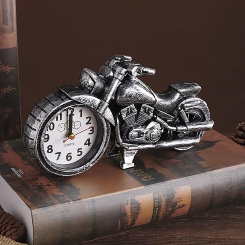 Image of FunBlast Alarm Clock for Heavy Sleepers - Bike Shaped Retro Clock, Stylish Analog Table /Desk Alarm Clock for Students, Table Clock for Bedroom, Living Room, Office, Return Gifts (Silver)