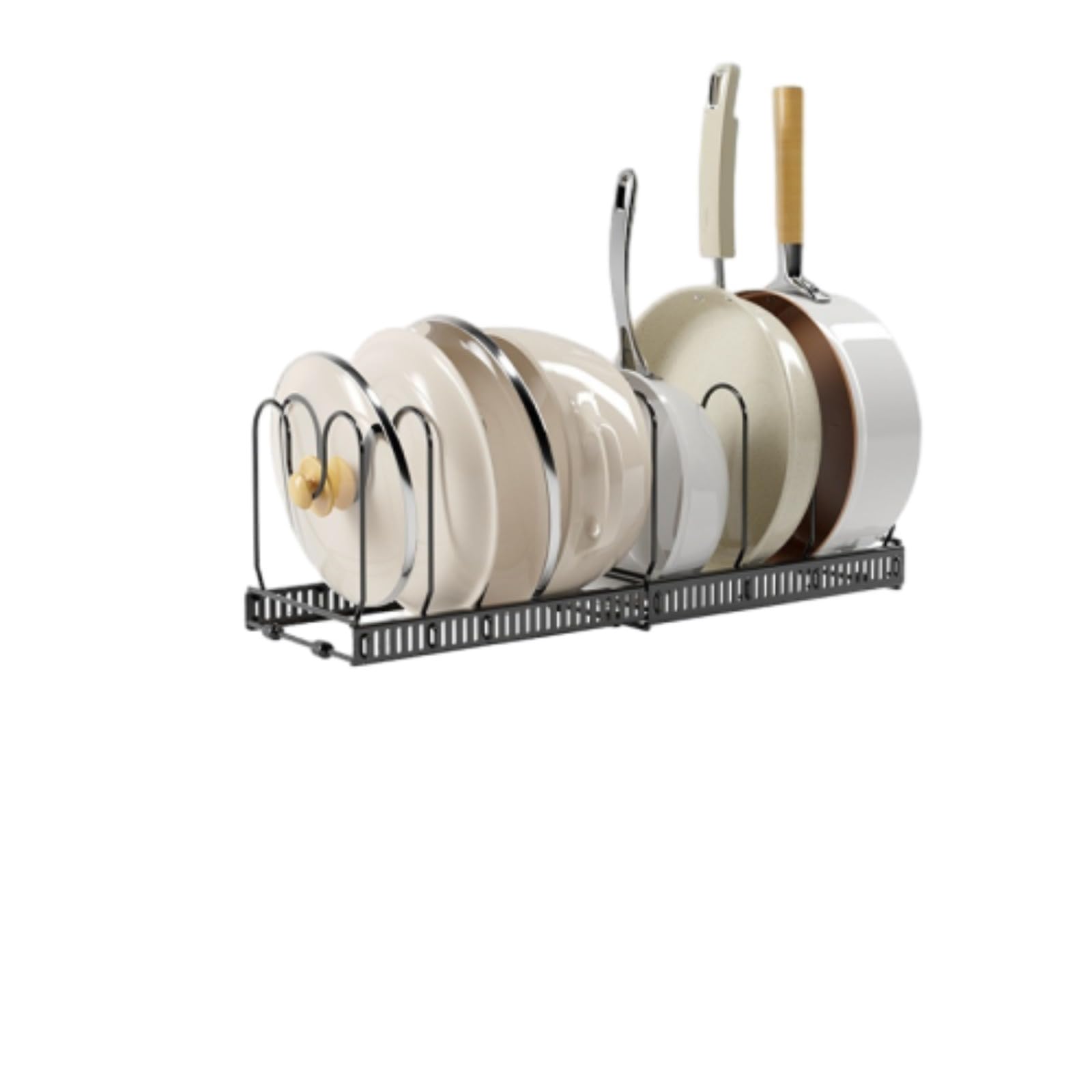 Moedweuo Expandable Pots and Pans Organiser Rack with Adjustable Dividers