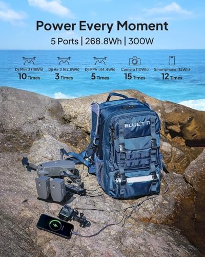 BLUETTI Solar Backpack Power Station Handsfree 1 with 100W Solar Panel Included, 268.8Wh 300W LiFePO4 Solar Generator with a 42L Backpack, All in One Solar Power System for Hiking, Photography, Travel - Image 4