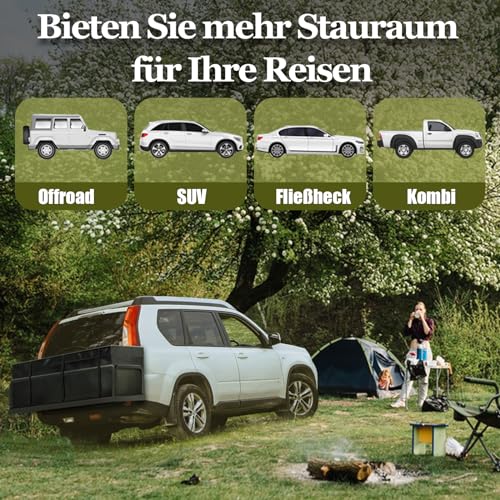 Signstek Heckbox für Anhängerkupplung Auto Hintere Erweiterbare Gepäcktasche - wasserdichte, haltbare und weiche Transporttasche 417 L, 500 D PVC Tarpulin, für Familie, Outdoor, Wochenendausflug usw.