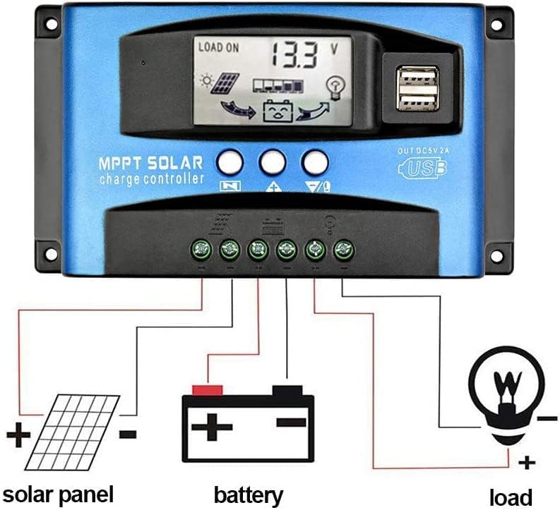 Miniatura 2 de 100A MPPT Controlador de carga solar 12v24v actual enfoque automático MPPT carga de seguimiento con pantalla LCD Regulador solar dual USB