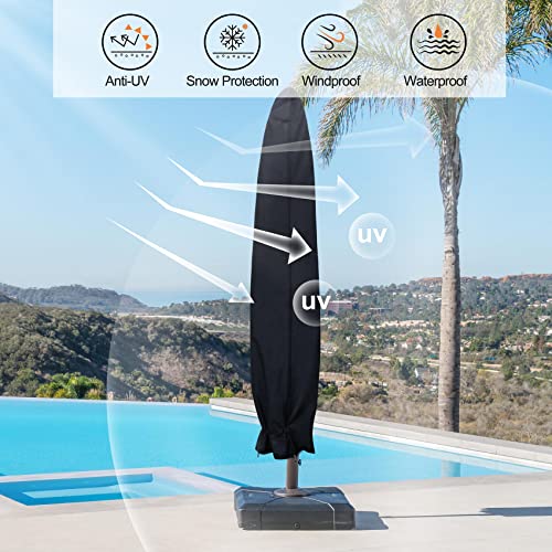 Nettypro Umbrella Cover For 10Ft To 12Ft Outdoor Umbrellas, Waterproof And Durable Market Umbrella Parasol Cover With Zipper And Rod, Black #TOP5