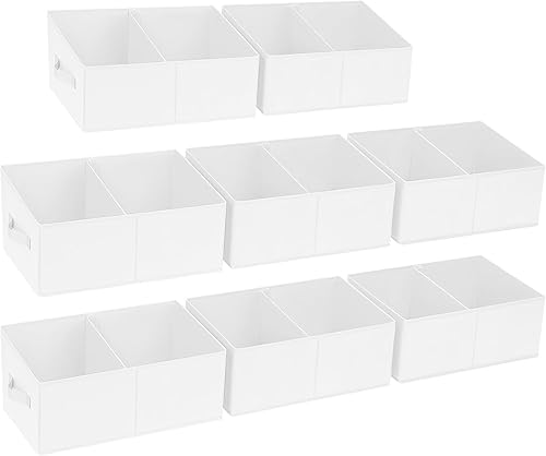 Miniatura 7 de DIMJ - Organizadores de estante grande para armario, cestas organizadoras trapezoidales de tela plegables con asas y divisor, cajas de Gris plateado