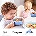 Bakpoco Kids Dinnerware Set - 6 Piese Toddler Plates and Suction Bowls Set with Kids Utensils&Cup, 2 IN 1 Stainless Steel & Silicone Baby Self Feeding Supplies, Blue