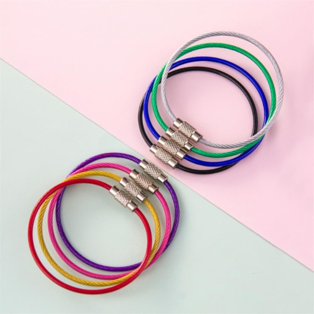WELANGBN 12pcs 6-Inch Steel Wire Keychain Cables, Large Stainless Steel Keyring Retainers for Travel Luggage Tag Holders, Silver