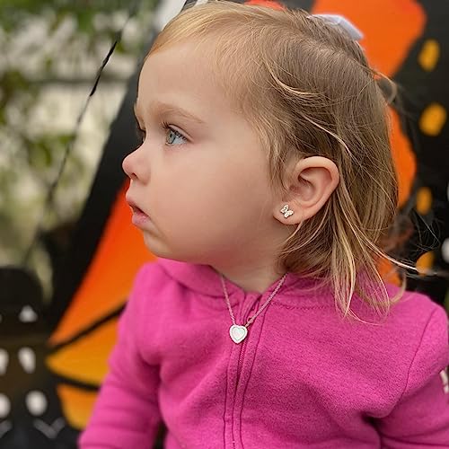 Cherished Moments Sterling Silver CZ Butterfly Screw-Back Earrings for Little Girls and Kids3