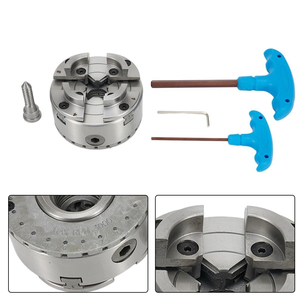 Mandrin de tour à centrage automatique à 4 mâchoires avec filetage M33, diamètre extérieur de 96 mm, précision de 0,03 mm, clés et vis, pour machines-outils de travail du bois