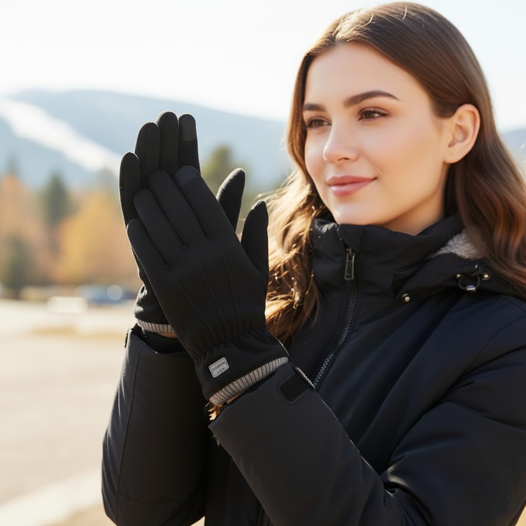 Women Men Finger Winter Gloves - Soft Warm & Windproof Cold Weather Gloves One Size