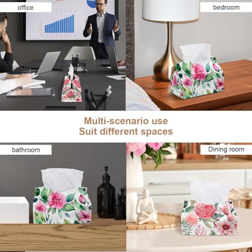Boîte à mouchoirs fleurs roses (lot de 2) distributeur de serviettes de table - 7