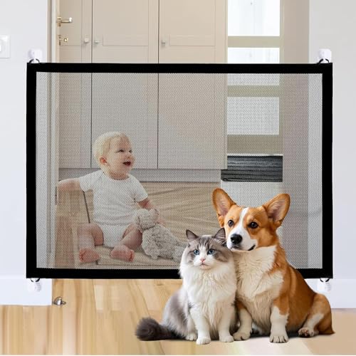 Türschutzgitter Ohne Bohren, 110 x 72 cm Treppenschutzgitter Ausziehbar, Schutzgitter Baby Gate Mit 4 Klebehaken, Türgitter Hunde, Katze Tür geeignet für Haustiere, Babys Türschutzgitter Ohne Bohren, 110 x 72 cm Treppenschutzgitter Ausziehbar, Schutzgitter Baby Gate Mit 4 Klebehaken, Türgitter Hunde, Katze Tür geeignet für Haustiere, Babys