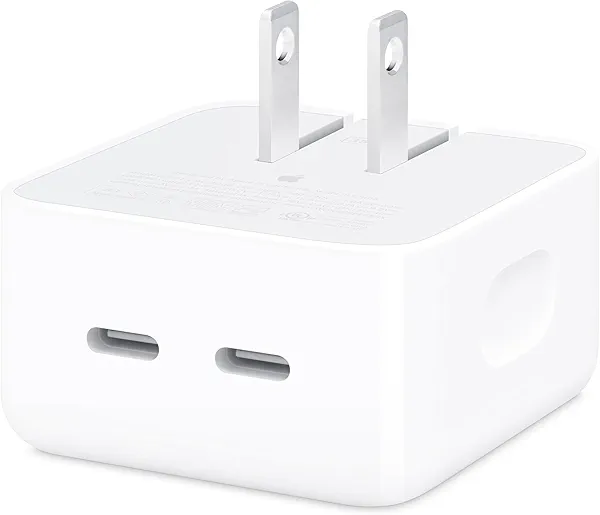 Apple 35W Dual USB-C Port Compact Power Adapter: Fast and Convenient Charging, Type C Wall Charger