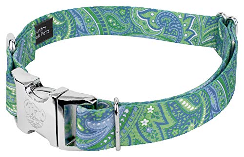 Country Brook Petz - Premium Green Paisley Dog Collar - Paisley Collection With 6 Classy Designs (1 Inch, Large) #TOP2