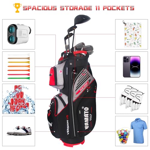 Yamato Golf Cart Bag 14 Way Organizer Divider Top With Handles Cooler Valued Pocket And Rain Cover Super Light Design New Version 1.0 thumb #2