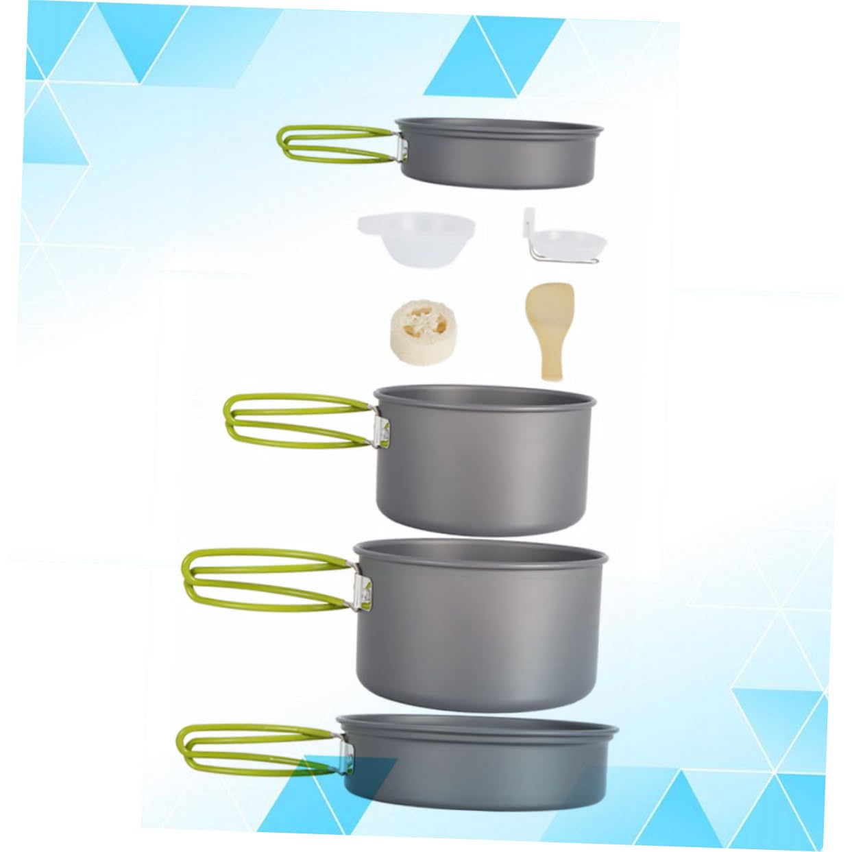 VICASKY 1 Set Portable Picnic Cooking Nonstick Camping Cookware Kit for Outdoor Cooking Includes Medium Large Frying Pans Small Frying Pan Bowls Spatula for Hiking Fishing Trips Black