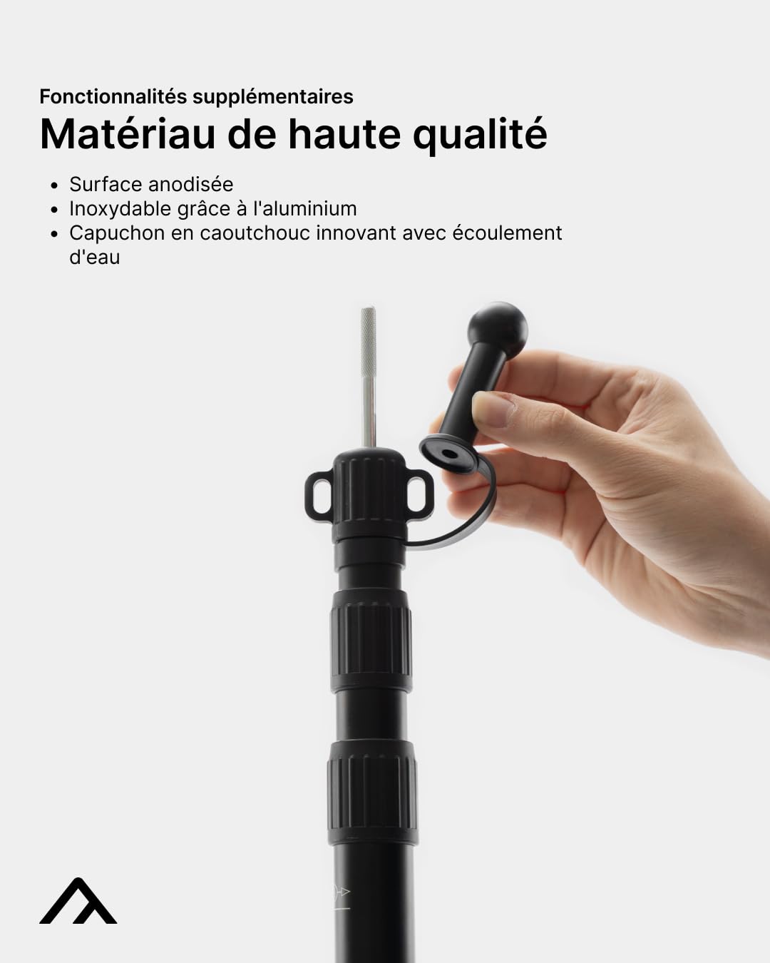 qeedo Scope Set - de 2 mâts télescopiques Aluminium 95–230 cm, ultralégers (550 g) avec Twist-Lock - Poteaux de Tente pour tarp, auvent, Voile d’ombrage, Camping, Plage - Noir/Champagne
