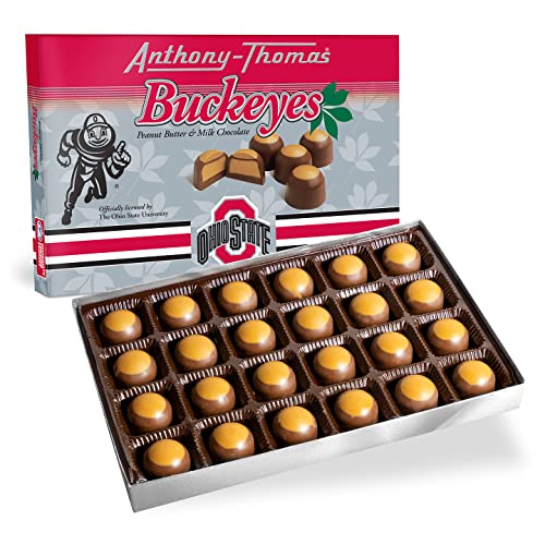 Anthony-Thomas, Peanut Butter & Milk Chocolate Buckeyes in Ohio State Buckeyes Box, Deliciously Delightful Snacks (24 Count) - image 1