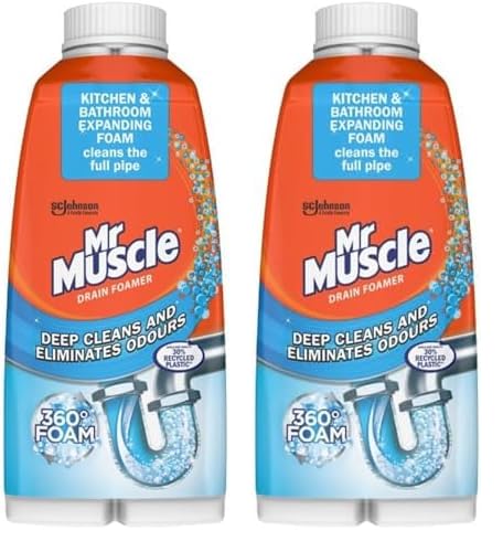 Mr Muscle Drain Foamer, Drain Cleaning Foam to Unblock & Eliminate Odour, 500 ml (Pack of 2)
