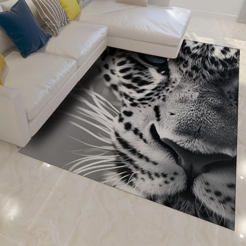 Tapis visage léopard moderne 140x200cm finition douce