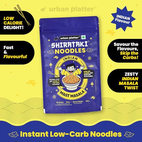 Image of Urban Platter Indian Mast Masala Shirataki Noodles, 279g (Konjac Noodle | Keto-friendly, Low-Carb, Fat-free | Zesty Indian Masala | Ready in Minutes)