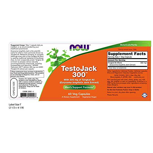 Now Foods TestoJack 300 Extra Strength, 60 Veggie Capsules - Image 2