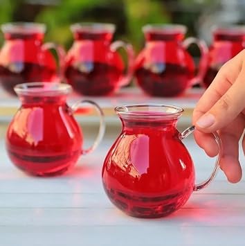 Orret Home Enjoyable Ala 6-Piece Borosilicate Glass Tea Cup Set, 200ml Termisil Mug, Stylish and Durable, Ideal for Tea Time (6 Pieces)