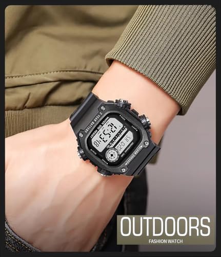 Image of Time Up Digital Dial Finer-Quality Material Square Shape Waterproof,Alarm,Night-Light Watch for Men & Women- WF124-X