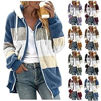 Shffuw Veste Polaire Femme Sweat a Capuche Blouson Femme Mi Saison Avec Poche À Fermeture Éclair Et Capuche Couleur Unie Chaud Sherpa Manches Longues Manteaux Grandes Tailles Pull Hiver Vêtements