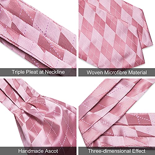 Image of DiBanGu Silk Woven Ascot Cravat with Pocket Square Set for Men | Paisley Ascot,Wrinkle-Resistant,Silky Smooth,Easy to Match,Cufflinks,Tie Ring,Wedding,Ceremonies,Party Occasions,Banquet