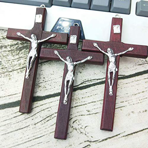 KOUJING 5x Houten Christus Jezus Kruis Lijden Standbeeld Religieus Gebed Kruisbeeld Hanger - Image 8
