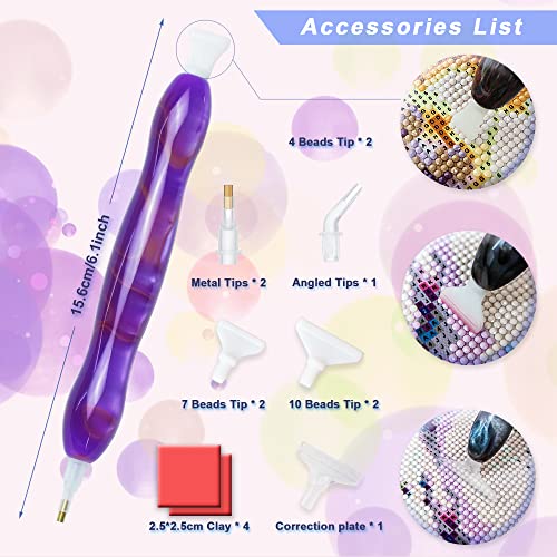 Recordarme Diamond Painting Pen, Diamond Painting Accessories Tools Pen With Wax And Tips, Ergonomic Diamond Art Drill Pen, Comfort Grip And Faster Drilling (Purple) #TOP4