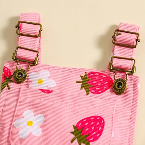Image of Ayalinggo Toddler Baby Girl Sunflower Print Overalls Shorts with Pocket Suspender Trousers Cute Summer Clothing Outfit