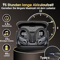 Aptkdoe In Ear Kopfhörer Kabellos Sport, Bluetooth 5.4 Kopfhörer mit ENC Mic, 75 Std Spielzeit, Anpassung über die App, Hi-Fi Stereo, IP7 Wasserdicht Ohrhörer LED Anzeige mit Ohrhaken für Joggen/Gym – Ansicht 2