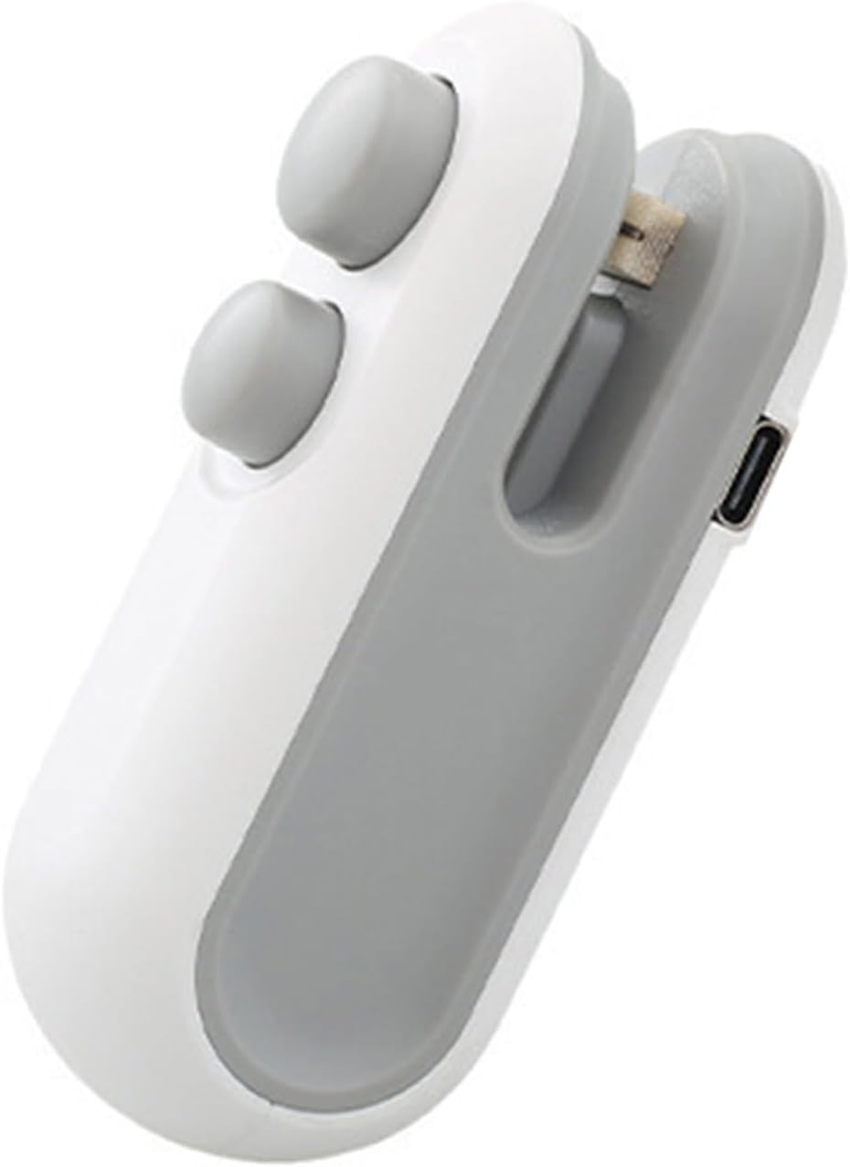 Food Sealer for Chip Bags – Portable Reusable Plastic Bag Sealing Machine, Handheld Snack Bag Sealer Clip Alternative, Compact 9. x 4 x 3. cm(white)