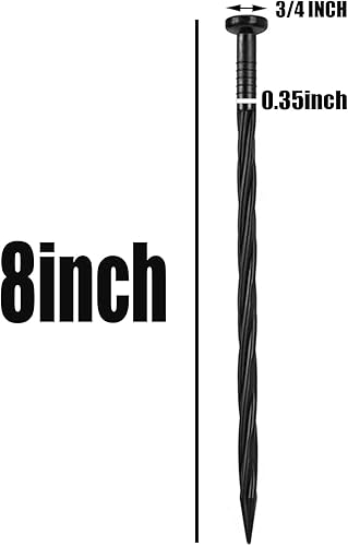Miniatura 2 de CAROYINO Uñas de plástico de 8 pulgadas 20 estacas de nailon en espiral estacas de anclaje para bordes de pavimentación barrera de malezas césped