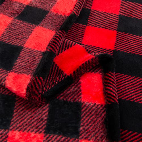 Image of BEDELITE Plaid Fleece Twin Blanket, Red & Black Buffalo 60x80 Inches