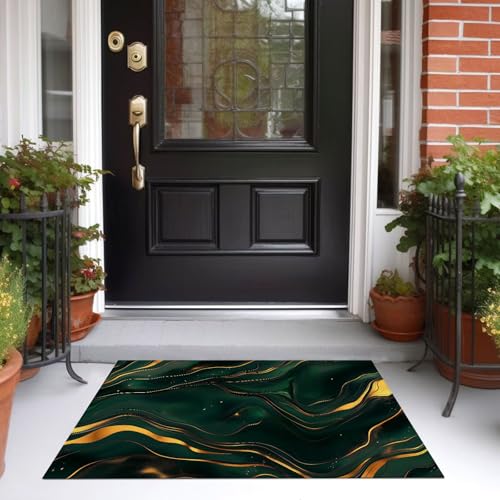 Tapis lavable salon marbre vert foncé 240x300 cm - 5