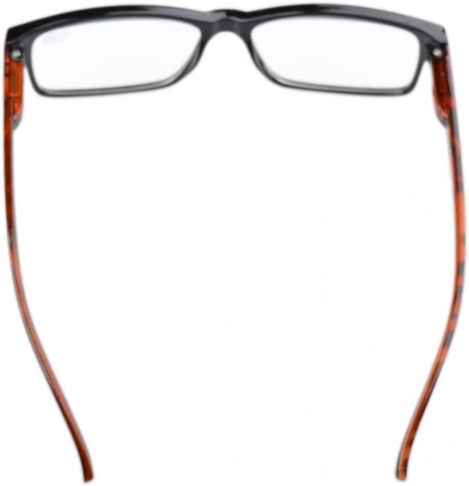 Eyekepper 5 Pack Reading Glasses for Men Spring Hinges Classic Readers Black Frame with Tortoie Arms +2.00