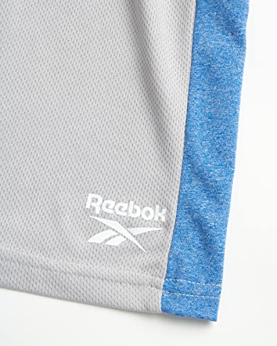 Reebok Boys' Active Shorts Set - 3 Pack Performance Dry Fit Tank Top And Gym Shorts (Toddler/Boys), Size 6, White/Blue/Light Grey #TOP3