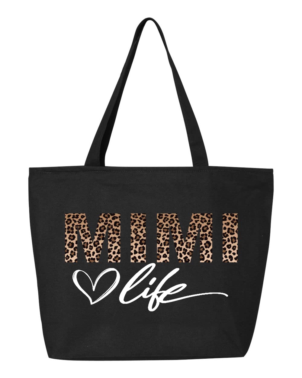 HandmadeMimi Life Zippered Canvas Bag, Mimi Life Leopard, Grandma Tote Bag, Gift For Mimi, Mother’s Day Gift, Gigi Tote Bag
