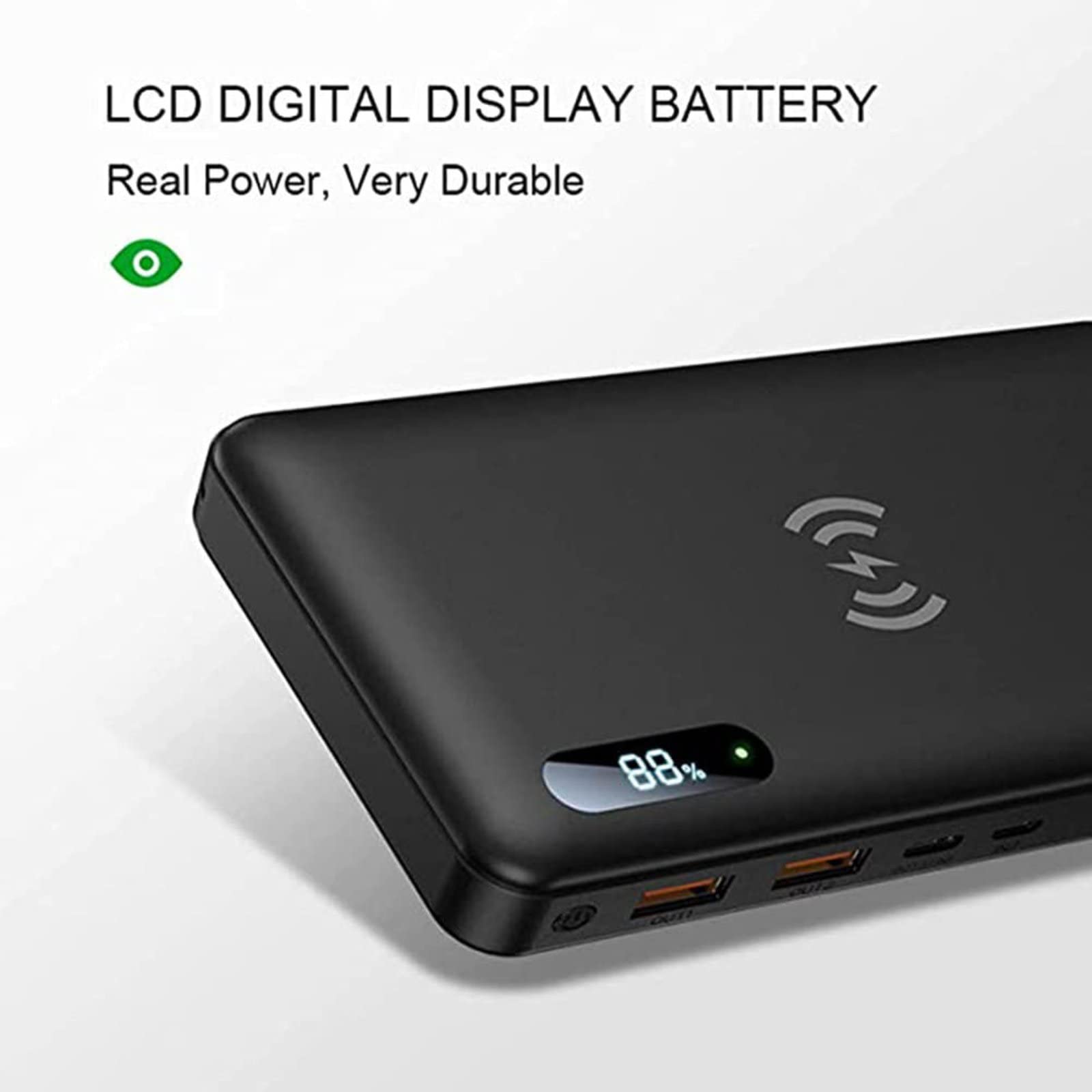 Móvil Portátil Batería Externa Power Bank inalámbrico 30000Mah PD 65W/15W Cargador portátil QC3.0/QC4.0/SCP Carga rápida con 2 entradas y 3 Salidas (Qi y USB C) Batería Externa para teléfono