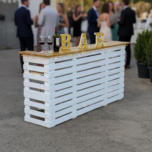 Barra de Bar con palets - Mini BAR - Mueble para casa, salon, exterior, jardin, terraza, portatil eventos casera - Mostrador, bebeidas, vintage, rustica